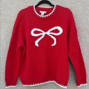 Sincerely Jules Red Sweater with White Bow